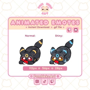 Emote animado - Bola Umbre / Transmisión de Twitch, Emoji de Discord / Curioso / Mirada fija / Zorro oscuro / Pokémon variocolor
