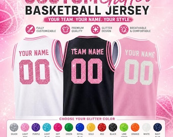 Custom Basketball Jersey, Personalized Sequins Tank Top, Stitched Bling Glitter Competition Jersey, Team Jersey for Men Women and Kids