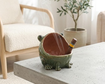 Original Frog Jewelry Dish & Ring Holder, Cute Toad Desk Decor, Big Mouth Catchall Bowl for Keys, Unique Ceramic Gift for Her, Animal Lover