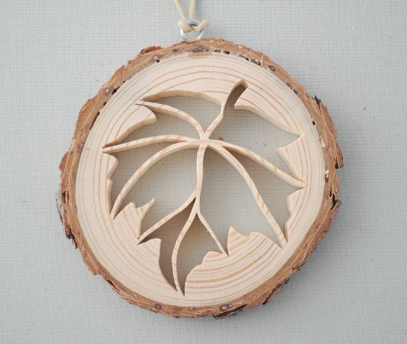 Leaf Christmas Ornament Rustic Pine Wooden Leaf Scroll Saw Etsy