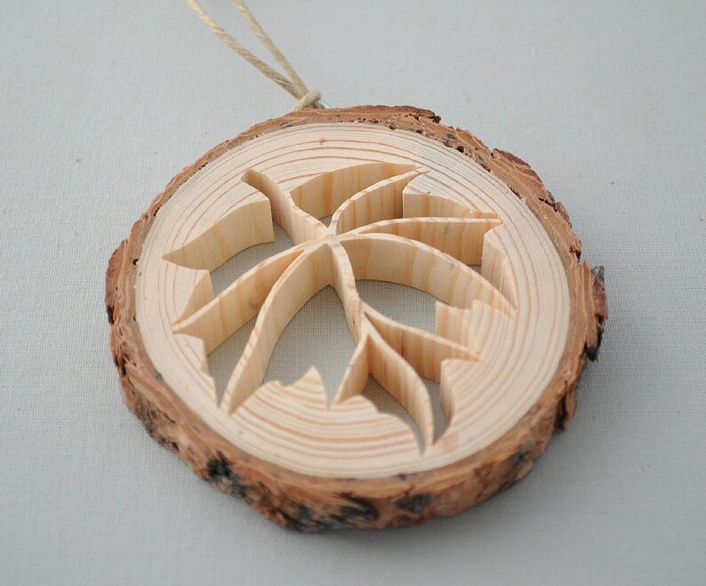 Leaf Christmas Ornament Rustic Pine Wooden Leaf Scroll Saw Etsy