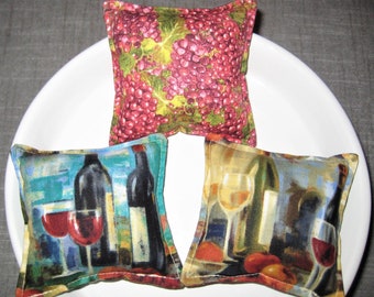Wine Mini Pillows - Set of 3 - Wine Tiered Tray Decor - Wine Decor - Girls Night  - Bowl Fillers - Ready to Ship