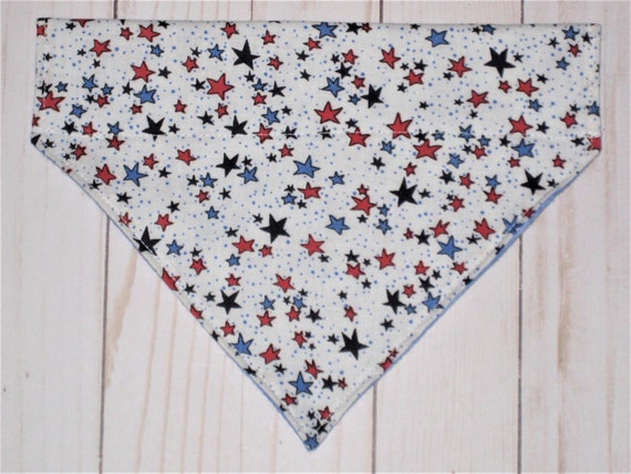 4th of July dog bandana slip over the collar red blue and gold shooting stars 