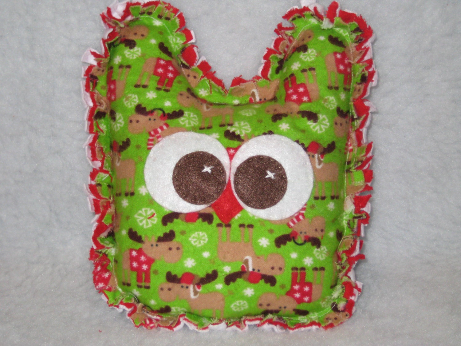 Christmas Moose Owl - Christmas Owl - Baby 1st Christmas- Rag Owl - Minky Owl - Baby Owl Toy - Baby 