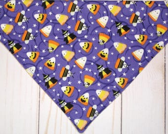 Halloween Dog Bandana - Witches - Candy Corn - READY to SHIP - Cotton - Easy Slip Over the Collar - Cute Pet Accessories - Dog Accessories