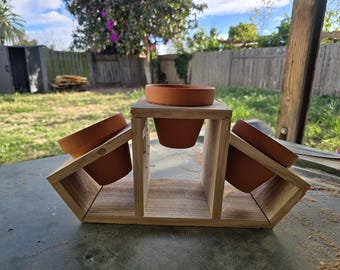 Handmade 3 terracota pot plant holder