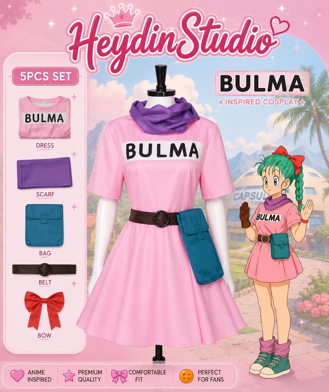 bulma pink dress cosplay Bulma Costume - Anime Cosplay