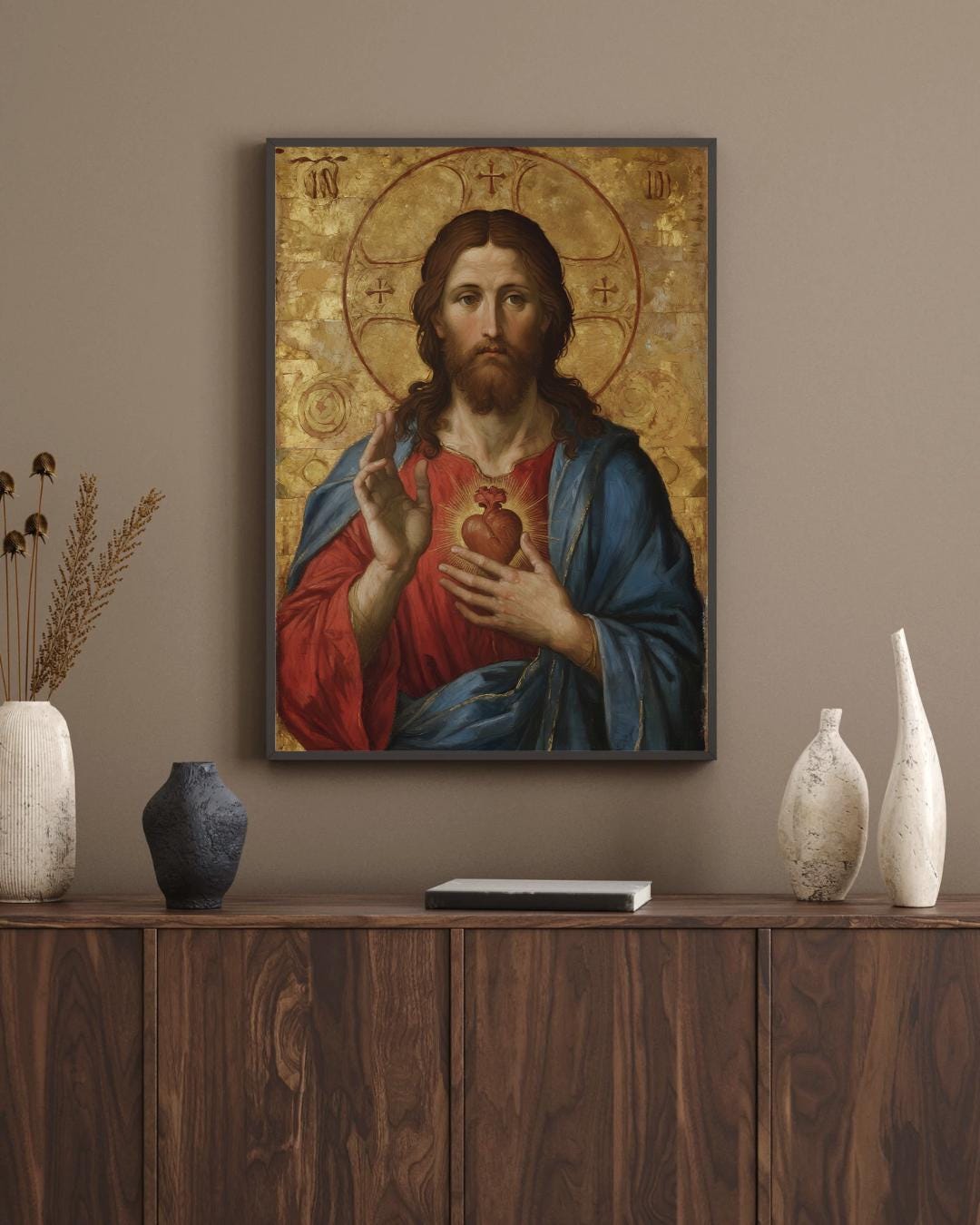Sacred Heart Jesus Oil Painting, Renaissance Christian Wall Art ...