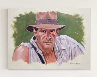 オリジナルの鉛筆画 - インディ・ジョーンズ役のハリソン・フォード