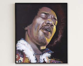 ORIGINAL Painting of Jimi Hendrix Rock and Roll Wall Art Music Home Decor Gift
