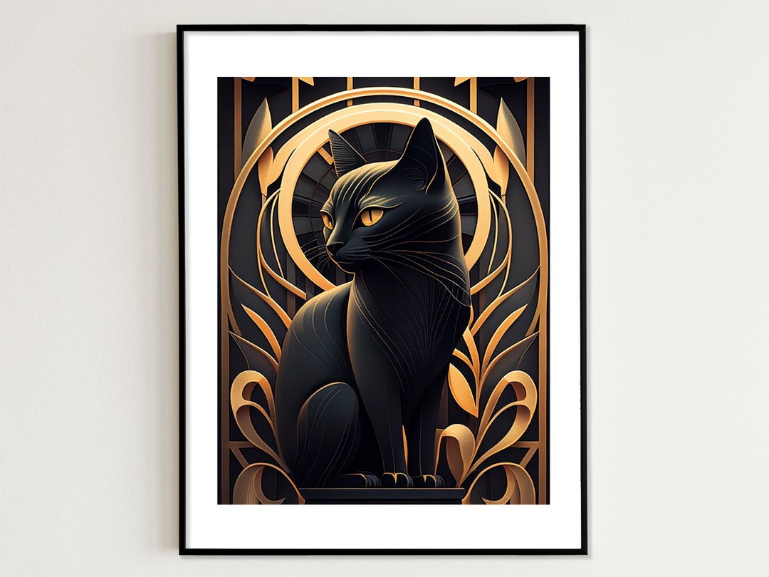 Black Cat Print Instant Download Wall Art Printable Poster Animal ...