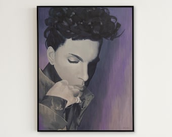 ORIGINAL large painting of Prince | Music wall art by Jeff Rodenberg 48&quot;x36&quot; | Pop Rock Home Decor | Music Lover Gift