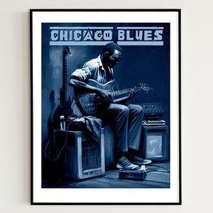 Chicago Blues Art Print, Digital Print, Printable Wall Art Poster, Music Art, Home Decor