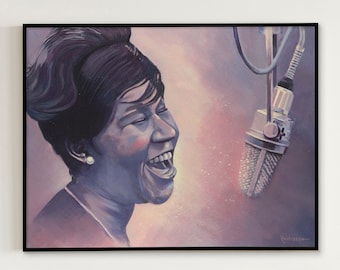 Pintura ORIGINAL de Aretha Franklin música pared arte Reina del Alma regalo de decoración del hogar