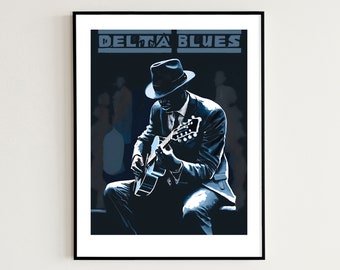 Delta Blues Arte Impresión Digital Descargar Impresión Imprimible Blues Pared Arte Cartel Blues Música pintura Decoración del hogar