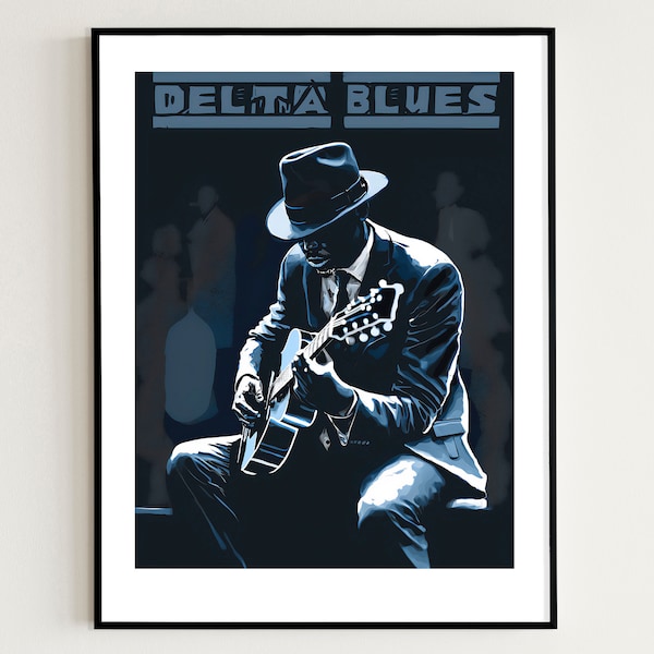 Delta Blues Kunst Druck Digitaler Download Druck druckbare Blues Kunst Wand Poster Blues Musik Malerei Home Decor