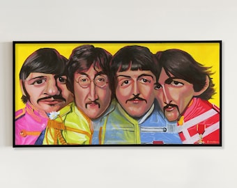 ORIGINAL painting of The Beatles Rock and Roll music wall art home decor