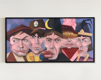 ORIGINAL painting of The Rolling Stones Rock and Roll music wall art home decor