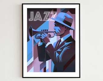 Jazz Art Poster, Digital Print, Printable Wall Art, Music Art, Home Decor