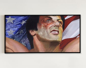 ORIGINAL painting of Rocky Balboa Sylvester Stallone wall art home decor