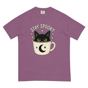 Stay Spooky Black Cat Shirt, Halloween Cat T-Shirt, Cute Gothic Cat Tee, Witchy Fall Shirt, Cat Lover Halloween Gift