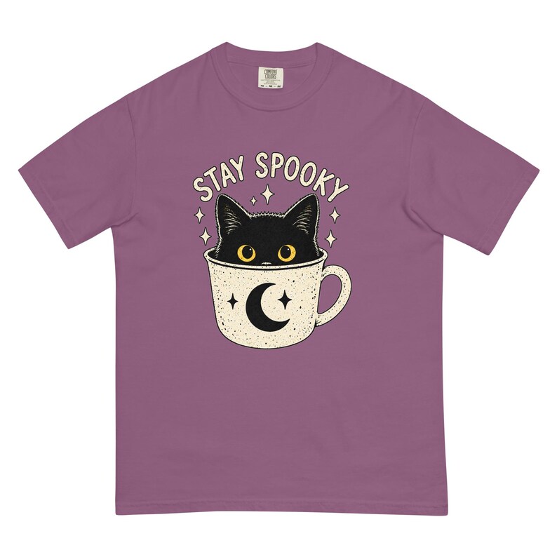 Stay Spooky Black Cat Shirt, Halloween Cat T-Shirt, Cute Gothic Cat Tee, Witchy Fall Shirt, Cat Lover Halloween Gift