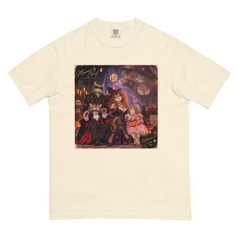 Vintage Cat Halloween Shirt, Funny 80s Family Portrait Tee, Gothic Cat T-Shirt, Trick or Trauma, The Furrmans