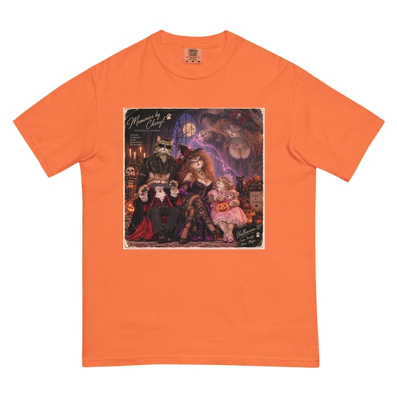 Vintage Cat Halloween Shirt, Funny 80s Family Portrait Tee, Gothic Cat T-Shirt, Trick or Trauma, The Furrmans