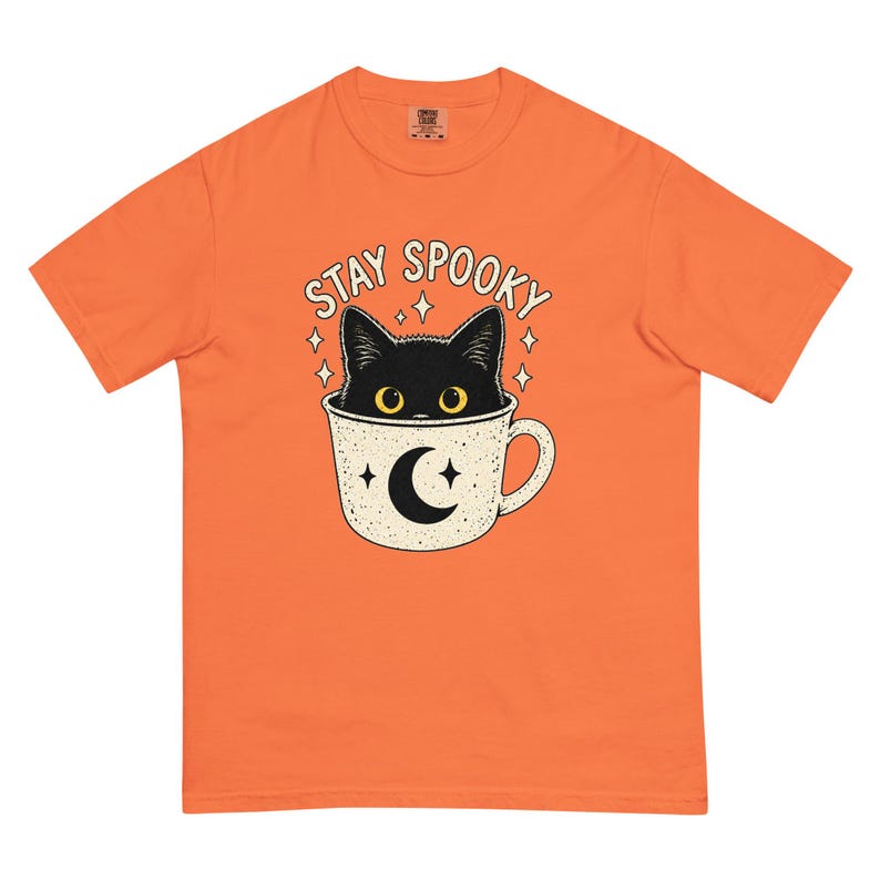 Stay Spooky Black Cat Shirt, Halloween Cat T-Shirt, Cute Gothic Cat Tee, Witchy Fall Shirt, Cat Lover Halloween Gift