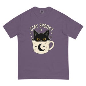 Stay Spooky Black Cat Shirt, Halloween Cat T-Shirt, Cute Gothic Cat Tee, Witchy Fall Shirt, Cat Lover Halloween Gift