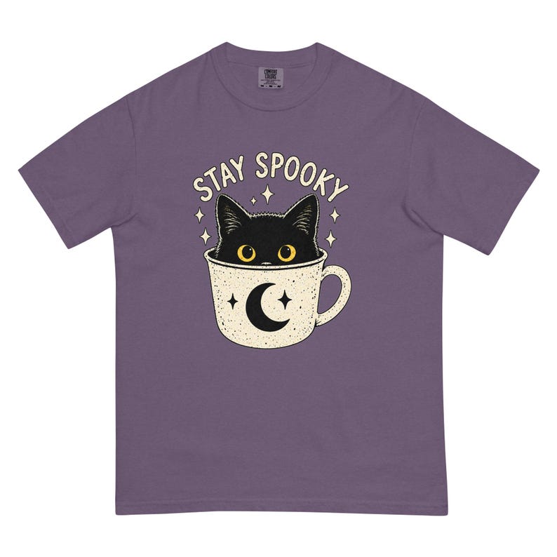 Stay Spooky Black Cat Shirt, Halloween Cat T-Shirt, Cute Gothic Cat Tee, Witchy Fall Shirt, Cat Lover Halloween Gift