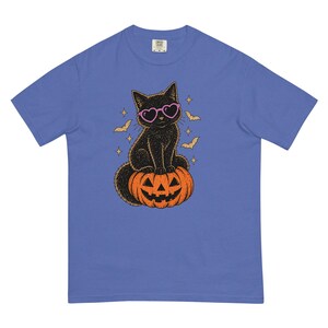 Halloween Black Cat Shirt, Cute Spooky Cat T-Shirt, Heart Sunglasses Cat Tee, Halloween Cat Lover Gift, Spooky Season Shirt