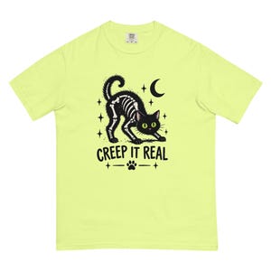 Creep It Real Black Cat Shirt, Skeleton Cat Halloween T-Shirt, Spooky Cat Tee, Gothic Cat Lover Shirt, Halloween Gift