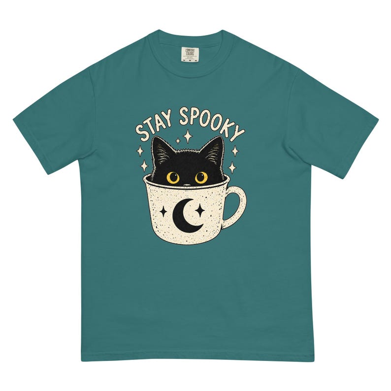 Stay Spooky Black Cat Shirt, Halloween Cat T-Shirt, Cute Gothic Cat Tee, Witchy Fall Shirt, Cat Lover Halloween Gift