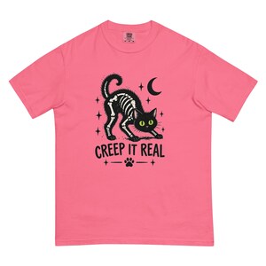 Creep It Real Black Cat Shirt, Skeleton Cat Halloween T-Shirt, Spooky Cat Tee, Gothic Cat Lover Shirt, Halloween Gift