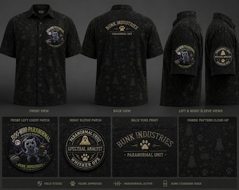 Boo-Who Paranormal Ghost Cat Button-Up Shirt | All Over Print Streetwear