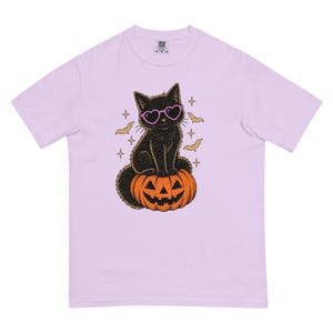 Halloween Black Cat Shirt, Cute Spooky Cat T-Shirt, Heart Sunglasses Cat Tee, Halloween Cat Lover Gift, Spooky Season Shirt