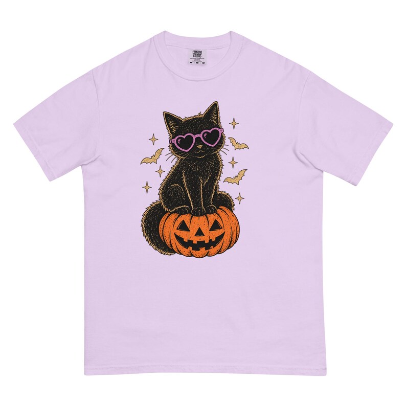 Halloween Black Cat Shirt, Cute Spooky Cat T-Shirt, Heart Sunglasses Cat Tee, Halloween Cat Lover Gift, Spooky Season Shirt