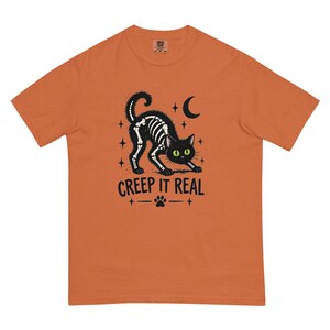 Creep It Real Black Cat Shirt, Skeleton Cat Halloween T-Shirt, Spooky Cat Tee, Gothic Cat Lover Shirt, Halloween Gift