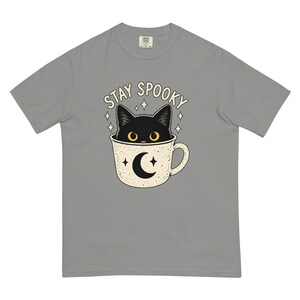 Stay Spooky Black Cat Shirt, Halloween Cat T-Shirt, Cute Gothic Cat Tee, Witchy Fall Shirt, Cat Lover Halloween Gift