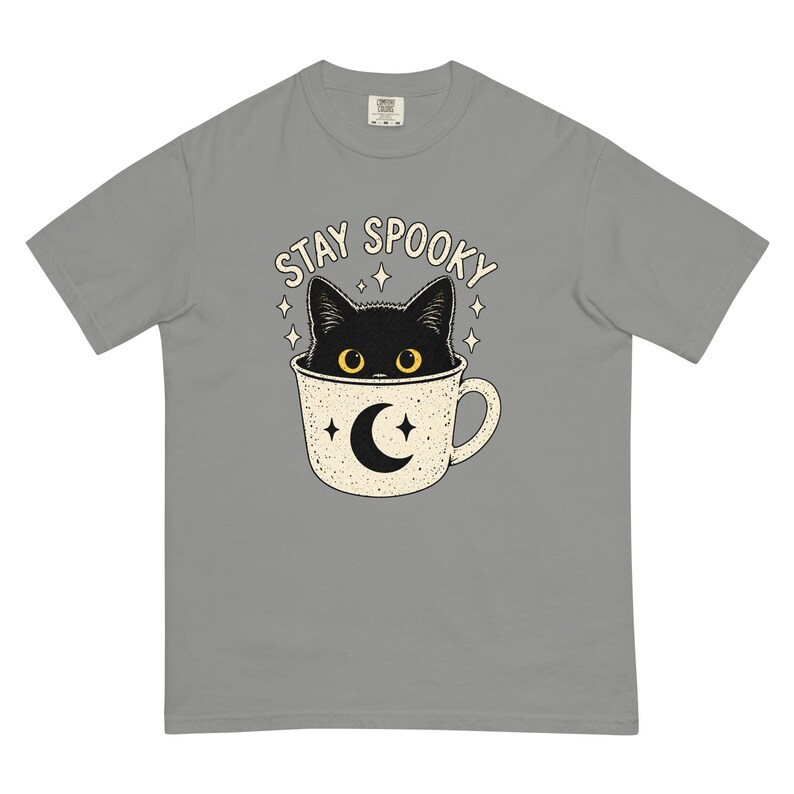 Stay Spooky Black Cat Shirt, Halloween Cat T-Shirt, Cute Gothic Cat Tee, Witchy Fall Shirt, Cat Lover Halloween Gift