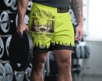 Cryptid Swamp Lurker Athletic Shorts, All-Over Print Horror Streetwear