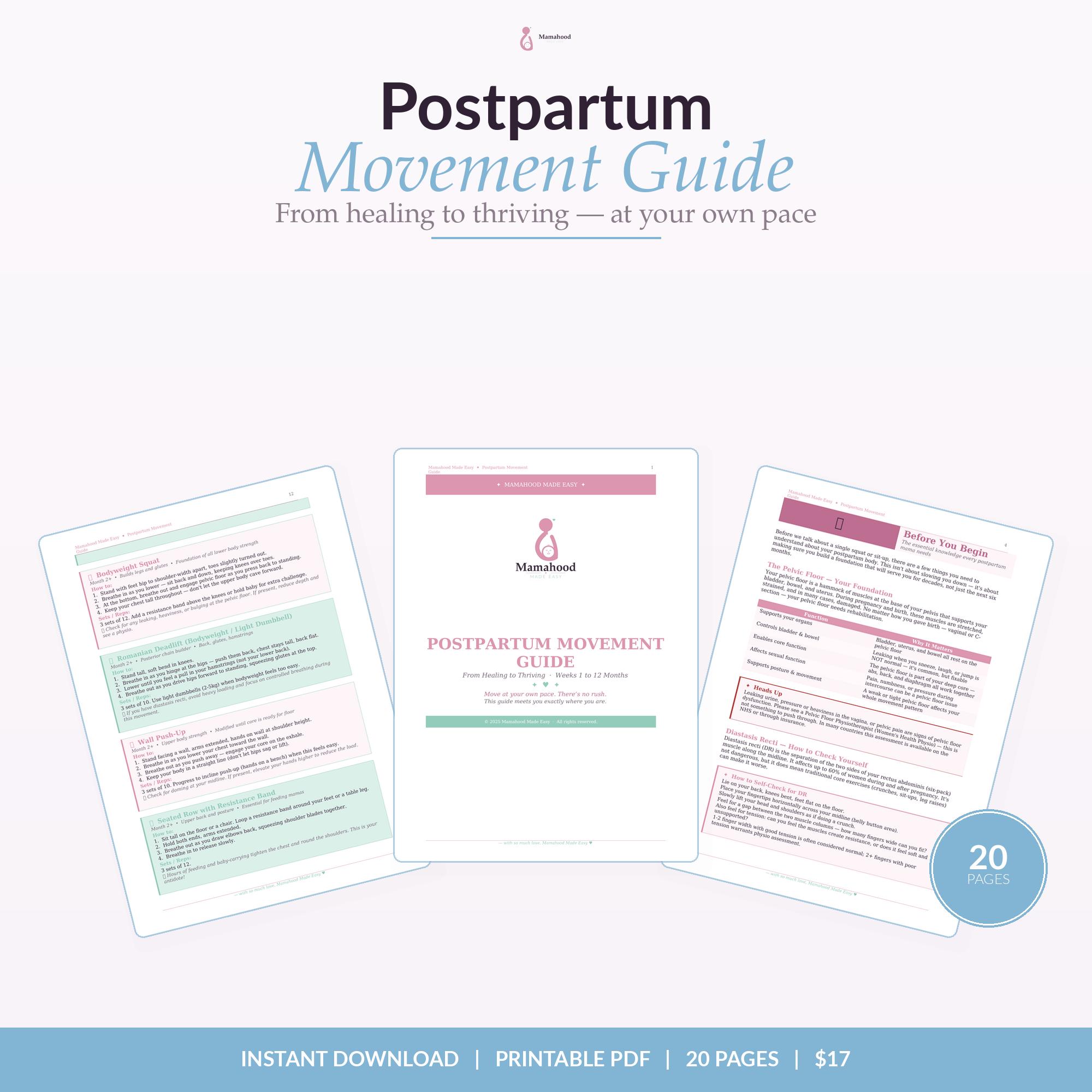 Postpartum Movement Guide | Pelvic Floor Recovery, Return to Running ...