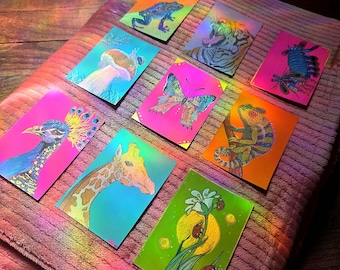 Colorful Creature Collection-Acrylic ACEO Original-Hand painted-Artist Trading Cards