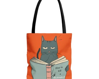 How To Kill a Mockingbird Cat Tote Bag | Bookworm Gift Idea | Book Lovers Tote | Gift for Book Lovers, Teachers | Library Tote