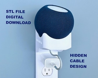 Soporte de pared para HomePod Mini (archivo STL) / Gestión de cables oculta (descarga digital)