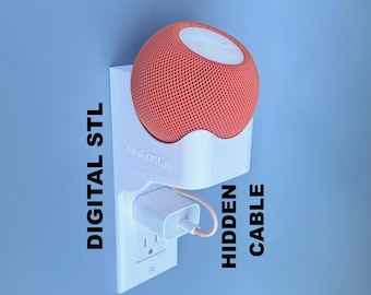 Soporte de pared STL para HomePod Mini / Enchufe Decora, Gestión de cables oculta (Descarga digital)