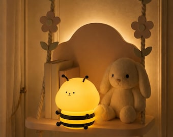 LED Bee Night Light – USB Rechargeable Silicone Baby Lamp | Original Baby Gift, Soft and Pleasant Night Light