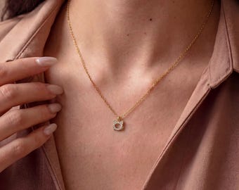 Tiny Gold Pave Cat Necklace, Dainty Cat Pendant Necklace, Cute Kitty Necklace, Pet Necklace, Memorial Jewelry, Cat Loss Gift, Cat Lover Gift