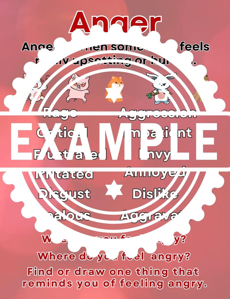 Kids Anger Feelings Printable, Emotional Regulation Tool, SEL Resource ...